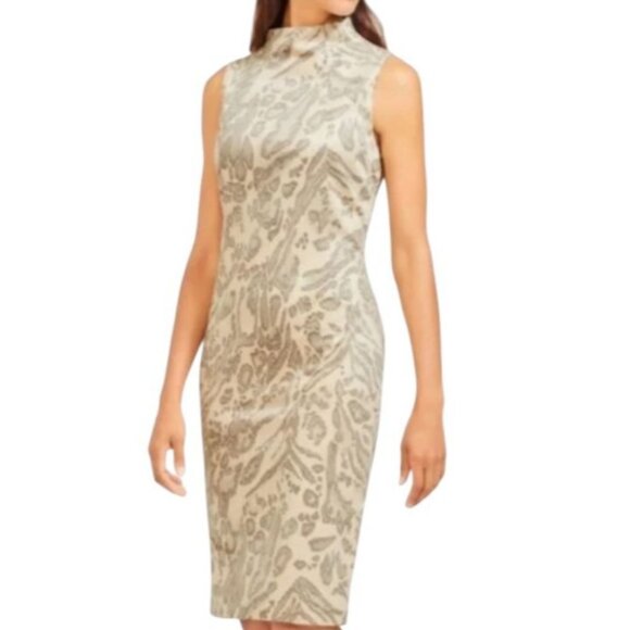 J. McLaughlin Liz Suede Jaguar Print Sheath Dress SIZE-LARGE - Picture 3 of 10
